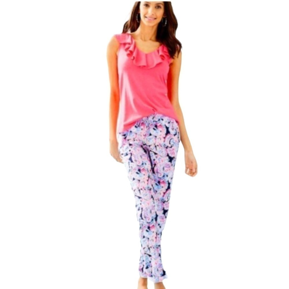 Lilly Pulitzer Adan Linen Pull On Pant High Tide Navy It’s For‎ Shore Size XXS